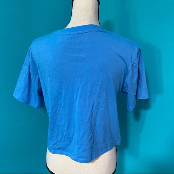 Nickelodeon Hey Arnold M Blue Graphic Arnold Gerald Short Sleeve Crop Top Shirt - Picture 3 of 5